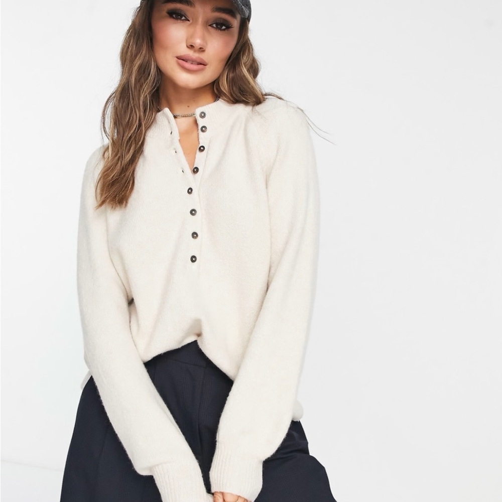 Madewell Cream Henley Sweater